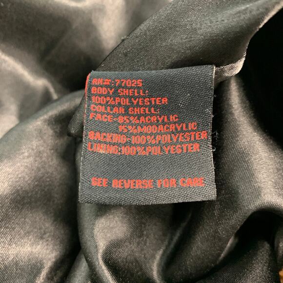 ADRIENNE LANDAU Size M Black Orange Polyester Blend Biker Jacket - Picture 7 of 8